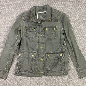 J. CREW Relaxed Boyfriend Field Jacket Women's XS Green Cotton Military Gorpcore